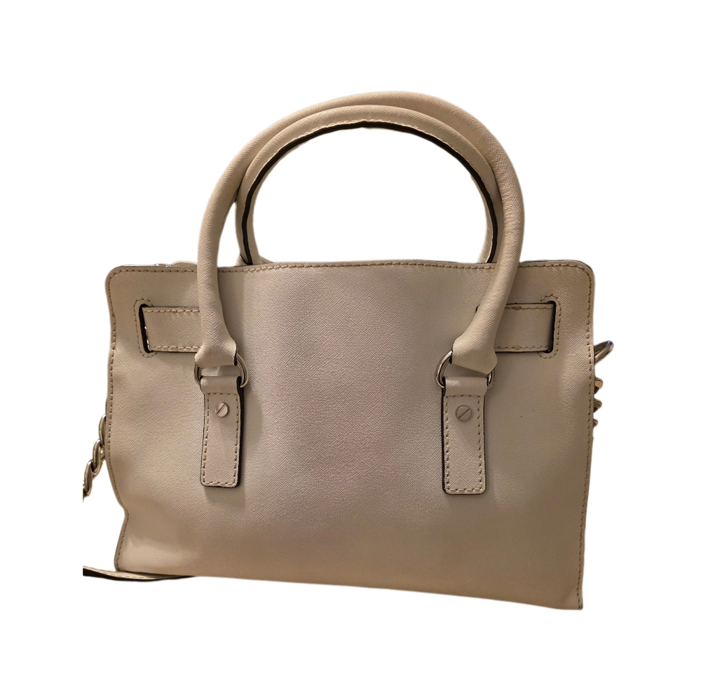 Michael Kors Off-White Leather Hamilton Microstud Center Stripe Satchel EUC - Picture 2 of 11